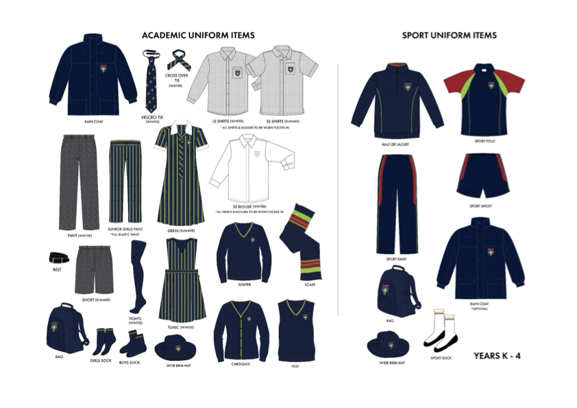 Junior Years Uniform (Kindergarten to Year 4)